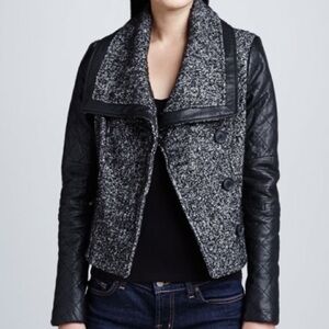 BCBG Max AzriaTweed and Leather Jacket XXS